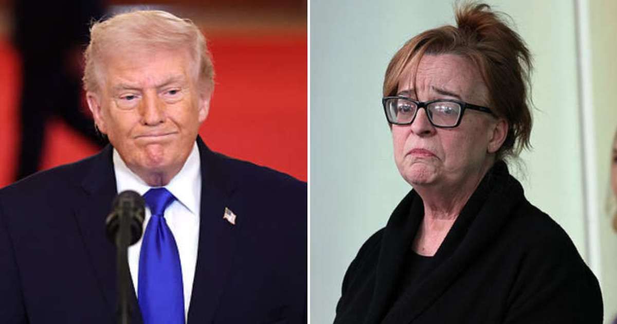 President Donald Trump paused his White House speech to check on Patty Morin and ask about her eye surgery during the Angel Families ceremony (Getty Images)