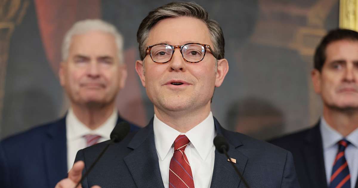 US Speaker of the House Mike Johnson reacted sharply to a bloc of Democrats boycotting Trump's upcoming State of the Union address (Anna Moneymaker/Getty Images)
