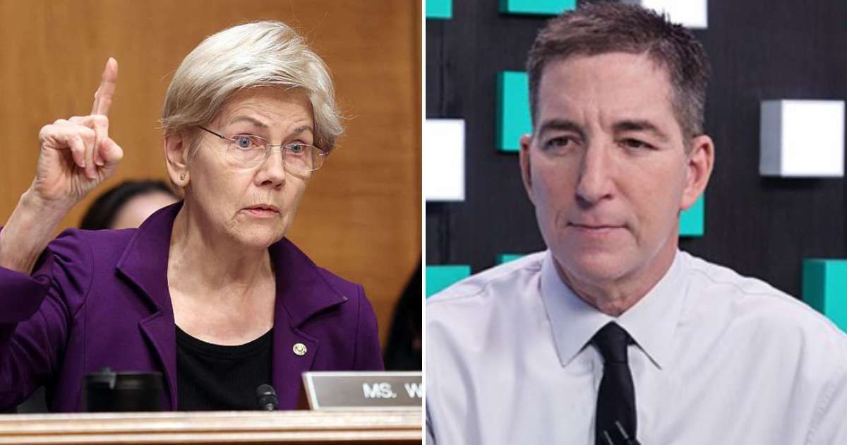 Glenn Greenwald slammed Elizabeth Warren for flip-flopping after she warned against war with Iran but clapped for Donald Trump's Iran remarks during his SOTU address on Tuesday, February 24 (Getty Images, @glenngreenwald/X)