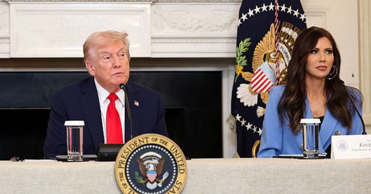 An upcoming book by NBC's Julia Ainsley implies Kristi Noem's admission of shooting her family dog 'helped her career' in Trump administration (Getty Images)