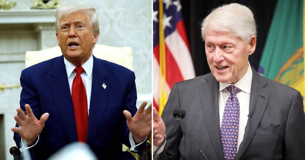 Donald Trump says he likes Bill Clinton but notes lawmakers 'went after' him more aggressively in the past Jeffrey Epstein probes (Getty Images)