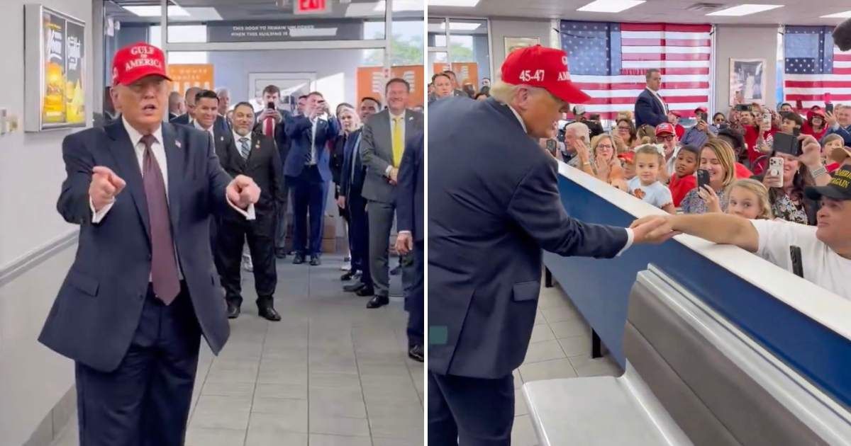 Donald Trump greeted customers and bought burgers during a Whataburger stop in Corpus Christi (@MargoMartin47/X)