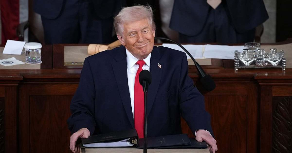 President Donald Trump delivers his State of the Union address during a Joint Session of Congress at the US Capitol on February 24, 2026, in Washington, DC (Getty Images)