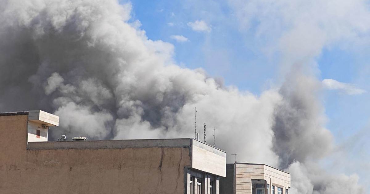 Plumes of smoke rise over the skyline following explosions on March 1, 2026, in Tehran, Iran. Iran's Supreme Leader, Ayatollah Ali Khamenei, was confirmed killed after the US and Israel launched a joint attack on Iran on February 28 (Getty Images)