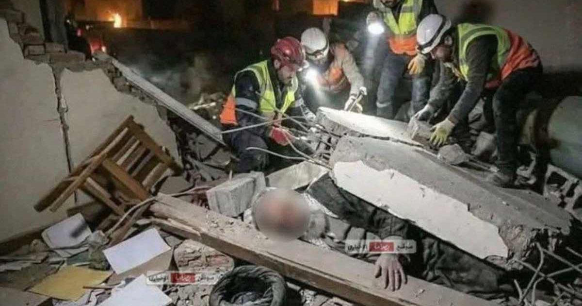 Viral photo claims to show Ali Khamenei's body under the rubble after a US-Israel strike (@OpenListint/X)