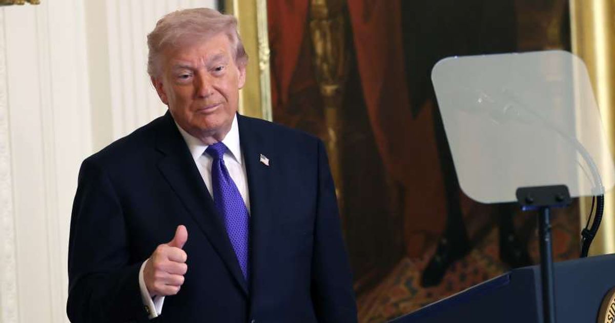 President Donald Trump told an East Room audience that US forces were targeting Iran's missile systems and naval assets to curb nuclear ambitions and regional influence (Win McNamee/Getty Images)