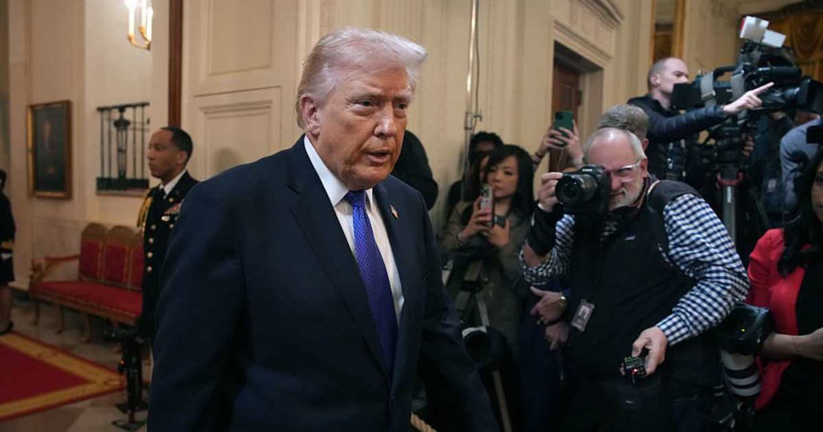 President Donald Trump arrives for a Medal of Honor Ceremony in the East Room of the White House on March 02, 2026 in Washington, DC (Getty Images)