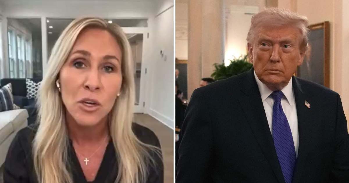 Marjorie Taylor Greene criticized Donald Trump’s Iran strikes on 'The Megyn Kelly Show', questioning his strategy and mindset (Screengrab/X/@IvoTONIUT, Getty Images)