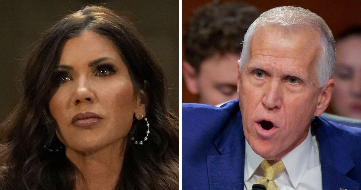 Thom Tillis confronted Kristi Noem over ICE enforcement tactics during a Senate hearing (Getty Images)