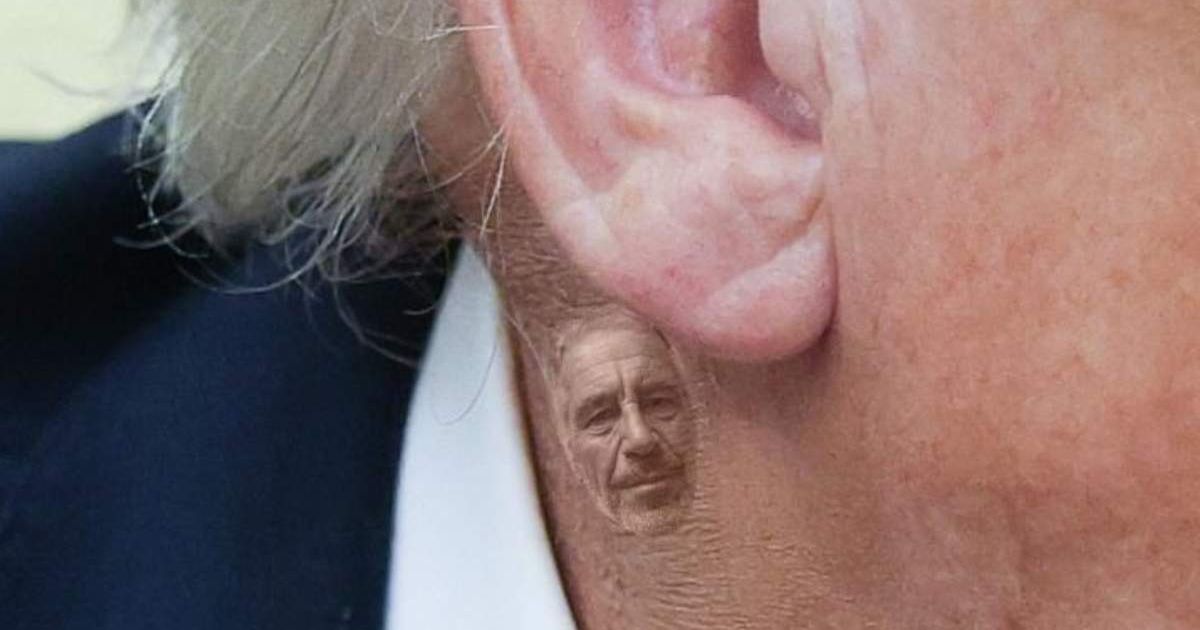 President Donald Trump’s appearance with a visible rash near his right ear has sparked a wave of mockery and speculation online (X/@TheDemocrats)