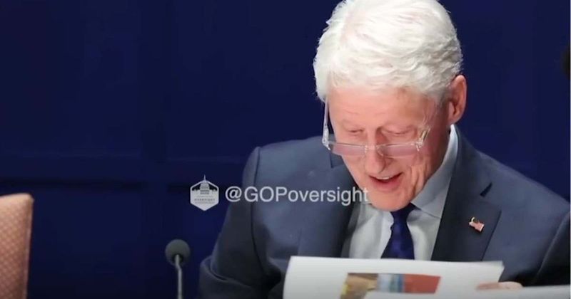 Bill Clinton grins, chuckles while reviewing old Epstein file photo during deposition
