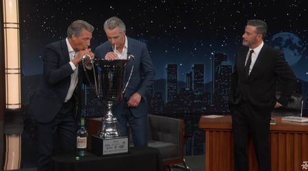 Gavin Newsom faces TV doppelganger, takes home wildest trophy on Jimmy Kimmel
