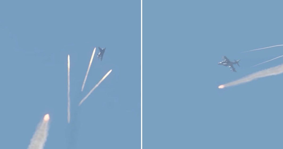 A viral video claims to show a US fighter jet evading an Iranian missile (@cre8comp/Instagram)