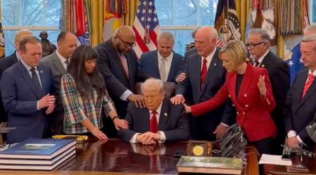 Trump hosts pastors from across US at White House as faith leaders pray over him