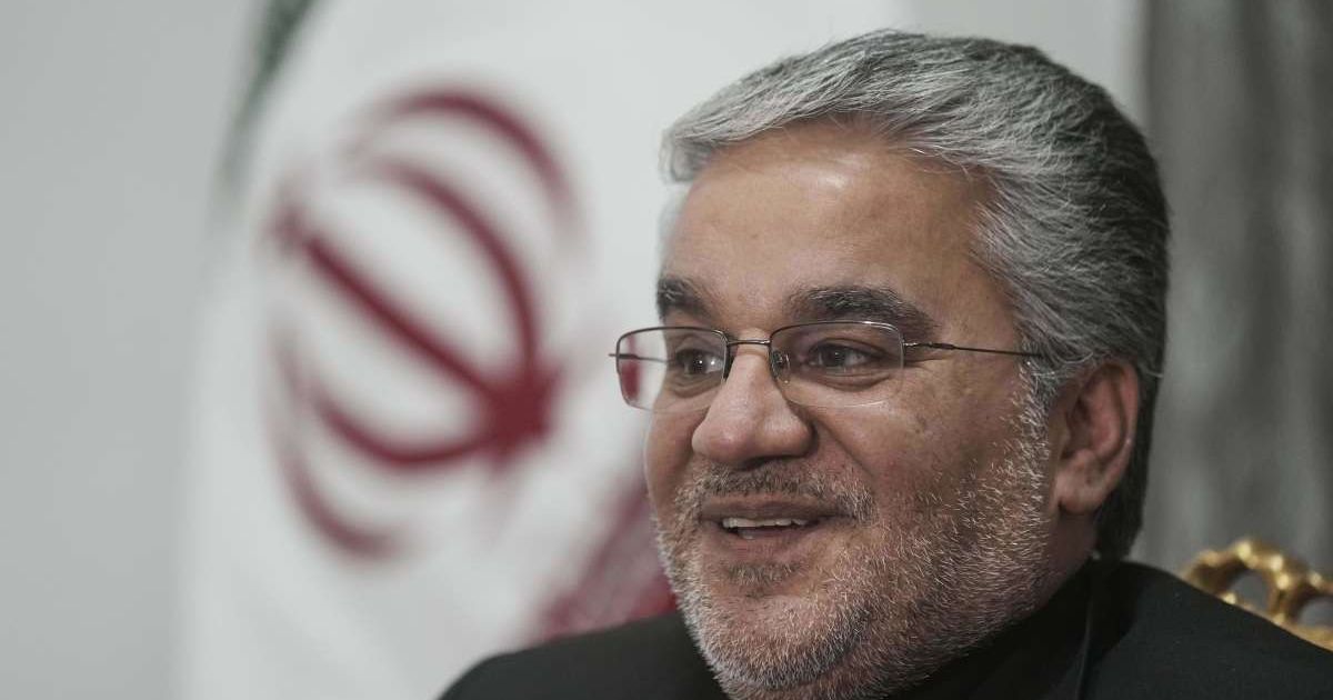 Mojtaba Ferdousi Pour, Iranian Ambassador to Egypt, spoke to AP at the embassy in Cairo, March 5, 2026 (AP Photo/Amr Nabil)