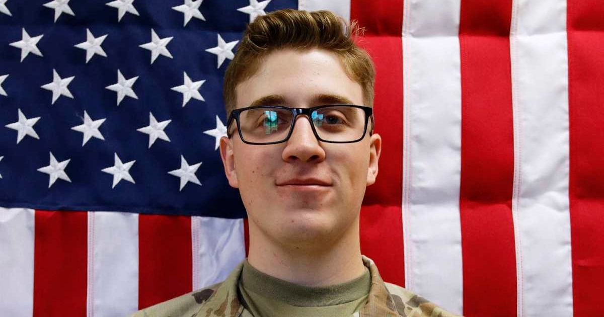 US Army reservist Declan Coady, 20, who was killed in an Iranian drone strike in Kuwait, spent his final hours reassuring his family that he was safe (Sgt Brent Newton/US Army via AP)
