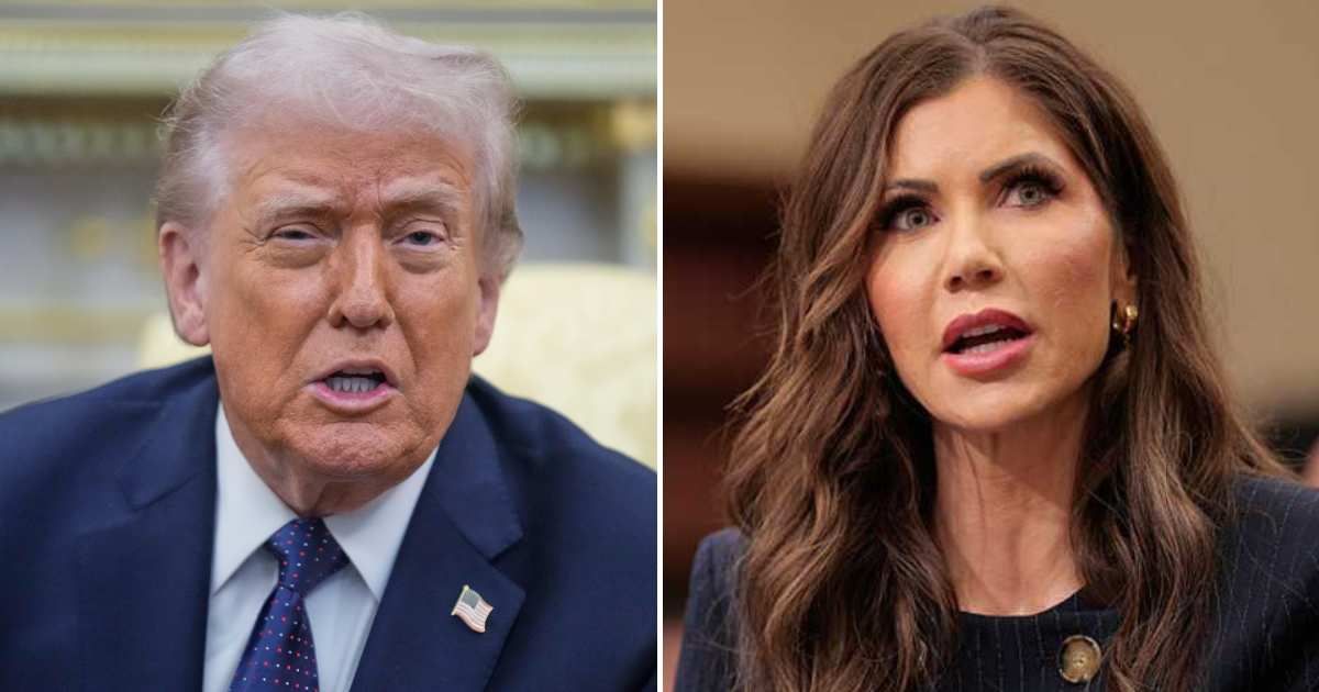 Viral social media post claims Donald Trump is sending Kristi Noem to a farm once she steps down as DHS Secretary (Getty Images)