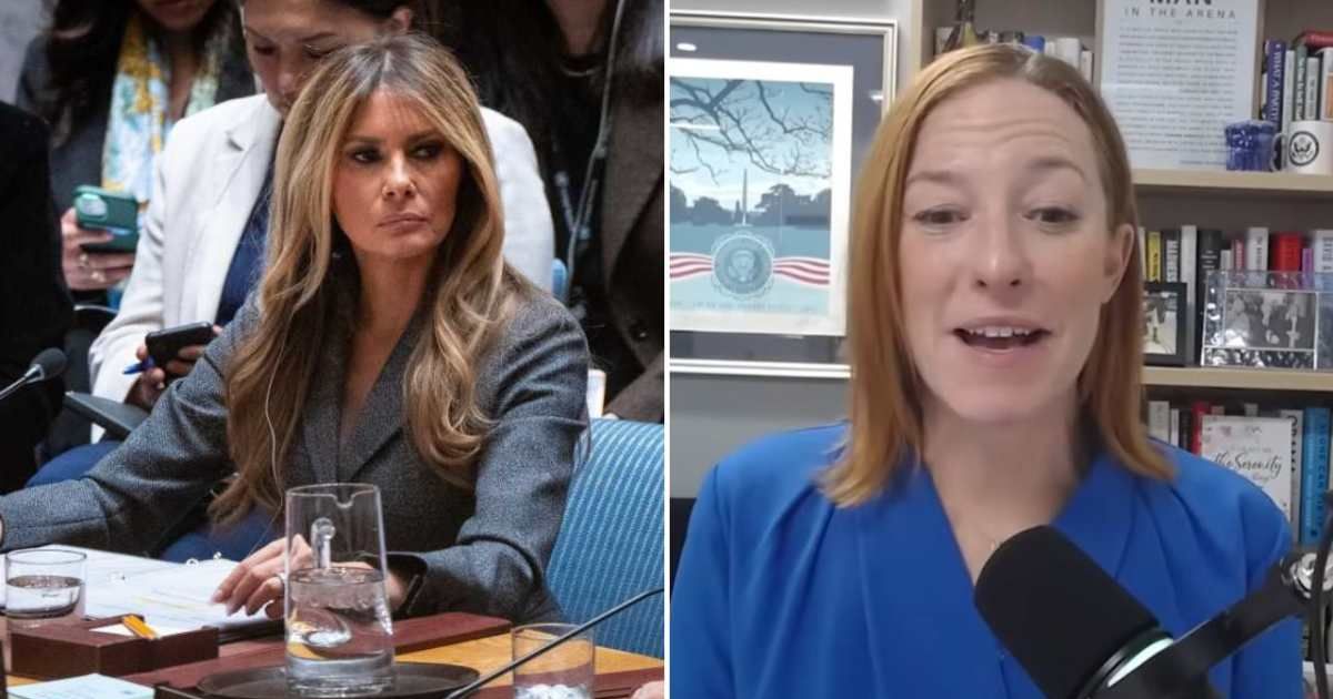 Jen Psaki criticized Melania Trump’s UN appearance amid Iran conflict (AP Photo/Angelina Katsanis,@msnow/X)