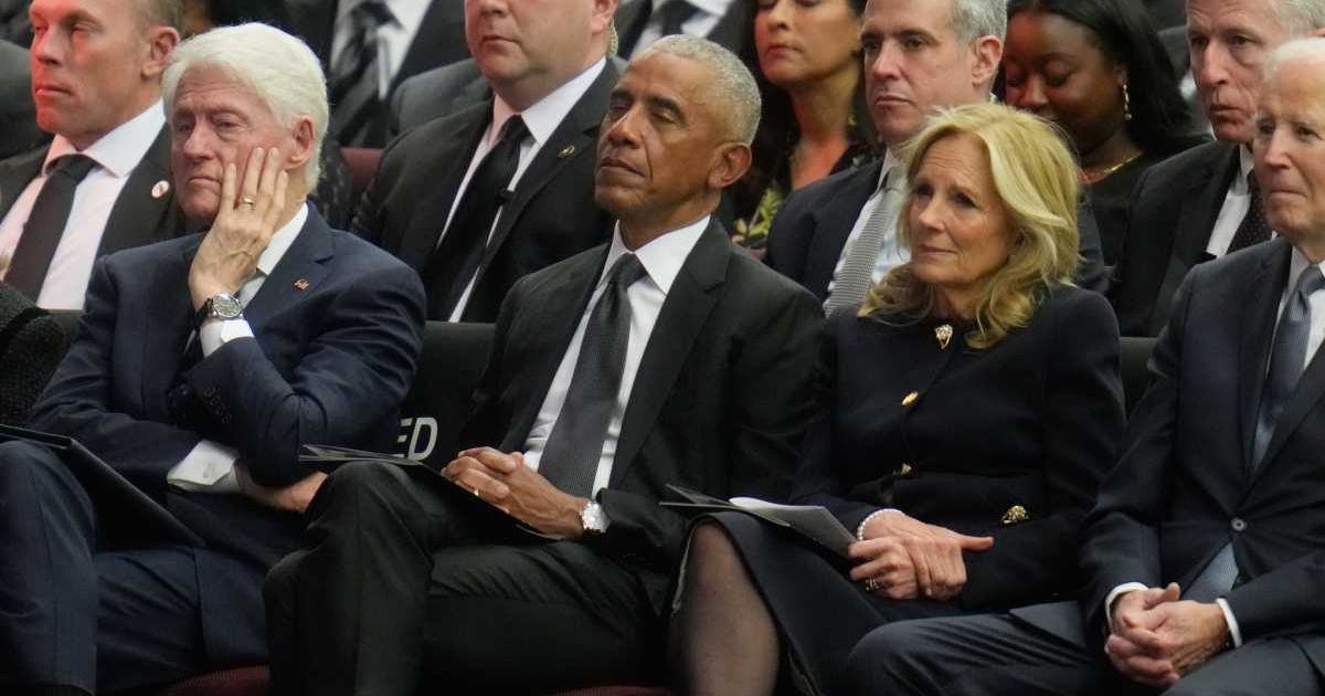 Michelle Obama was noticeably absent from Jesse Jackson’s funeral at the House of Hope in Chicago, Illinois, on March 6, which was attended by her husband Barack Obama (AP Photo/Erin Hooley)