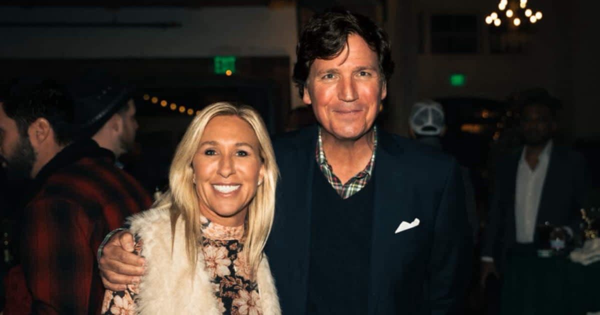 Marjorie Taylor Greene said Tucker Carlson could defeat Trump if he ran for a third term (Screengrab/@mtgreenee/X)