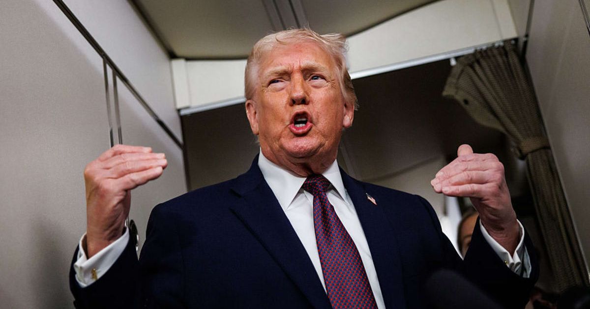 President Donald Trump took to Truth Social to share an update about a White House meeting with top U.S. defense manufacturing companies on Friday, March 6 (Samuel Corum/Getty Images)