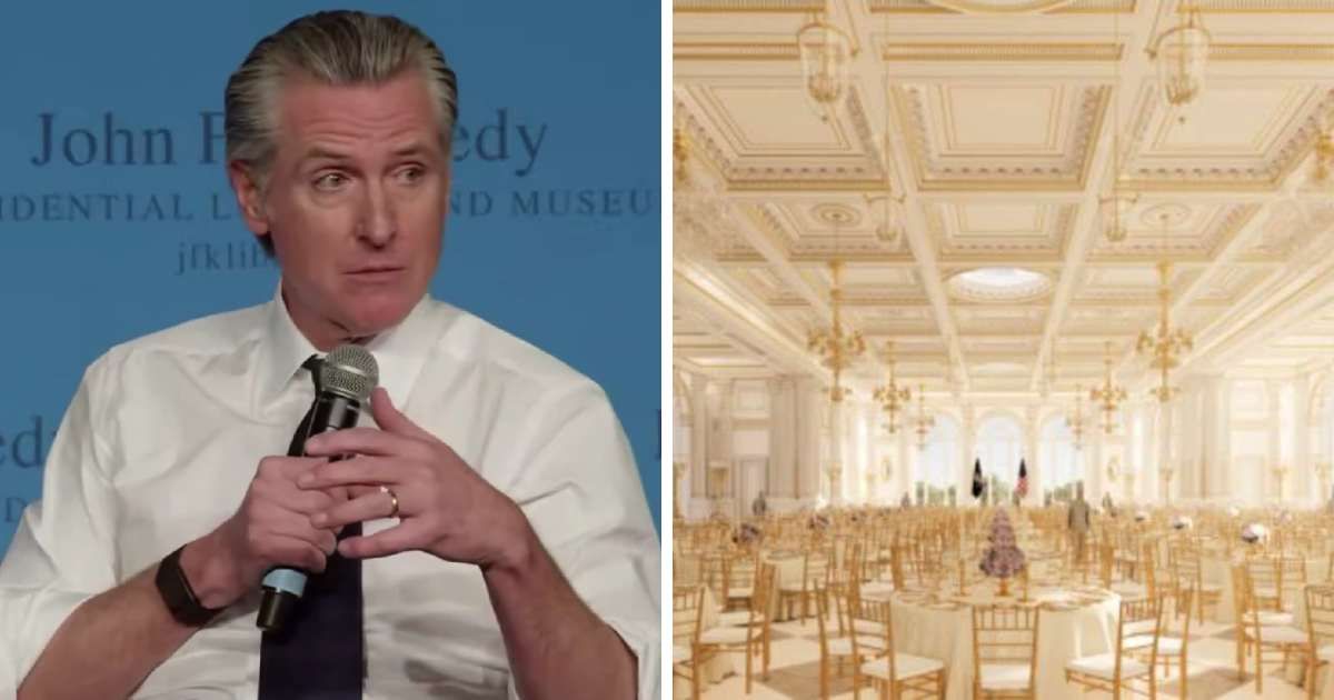 Gavin Newsom spoke at the JFK Presidential Library and criticized Donald Trump’s leadership and building approach (Screengrab/ @GavinNewsom/X, Whitehousegov)