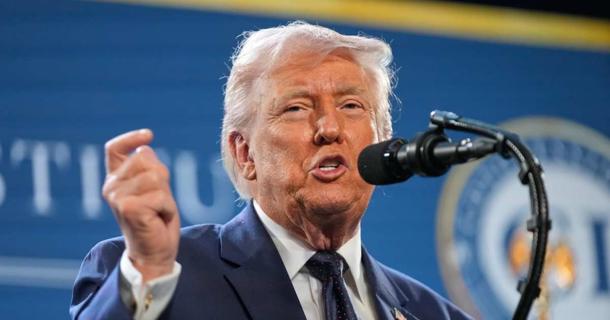 Donald Trump speaks at the Republican Members Issues Conference, addressing the SAVE America Act ahead of the upcoming midterms. (AP Photo/Mark Schiefelbein)