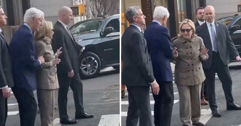 Video shows Bill Clinton appearing to push Hillary toward NYC crosswalk before she pulls back
