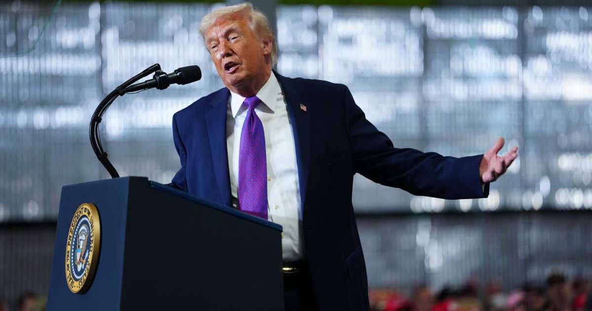 President Donald Trump addressed the ongoing Iran war while speaking at Verst Logistics on Wednesday, March 11, 2026, in Hebron, Kentucky (AP Photo/Julia Demaree Nikhinson)