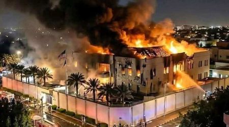 Fact Check: Is image showing US Embassy in Saudi on fire after Iran’s attack real?