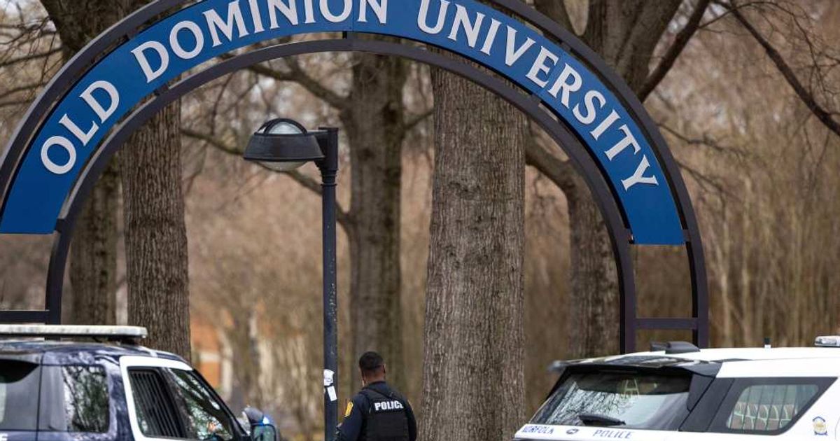 Police arrive outside Old Dominion University's campus after reports of an active shooter on Thursday, March 12, 2026 in Norfolk, Va (Kendall Warner/The Virginian-Pilot via AP)