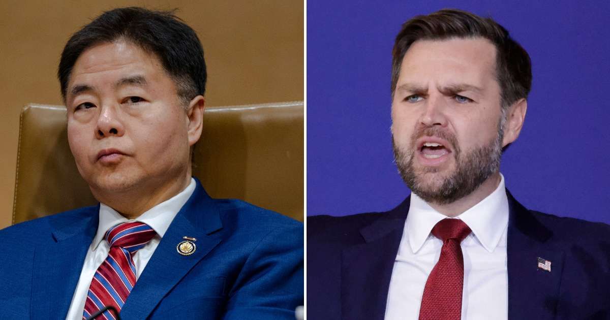 Ted Lieu responds to JD Vance's claim blaming Joe Biden for economic woes. (Getty Images, AP Photo/Chris Seward)