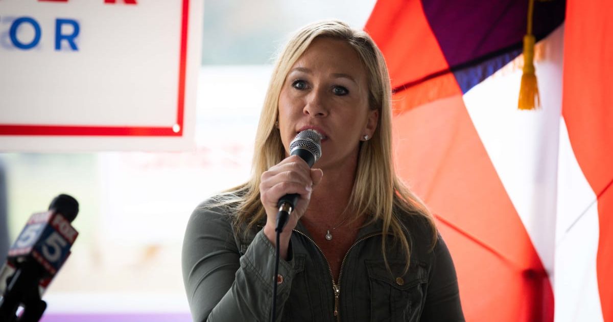 Marjorie Taylor Greene emphasized that she 'wants to see Americans put first' during an interview with Kaitlan Collins on 'CNN Live' (Dustin Chambers/Getty Images)