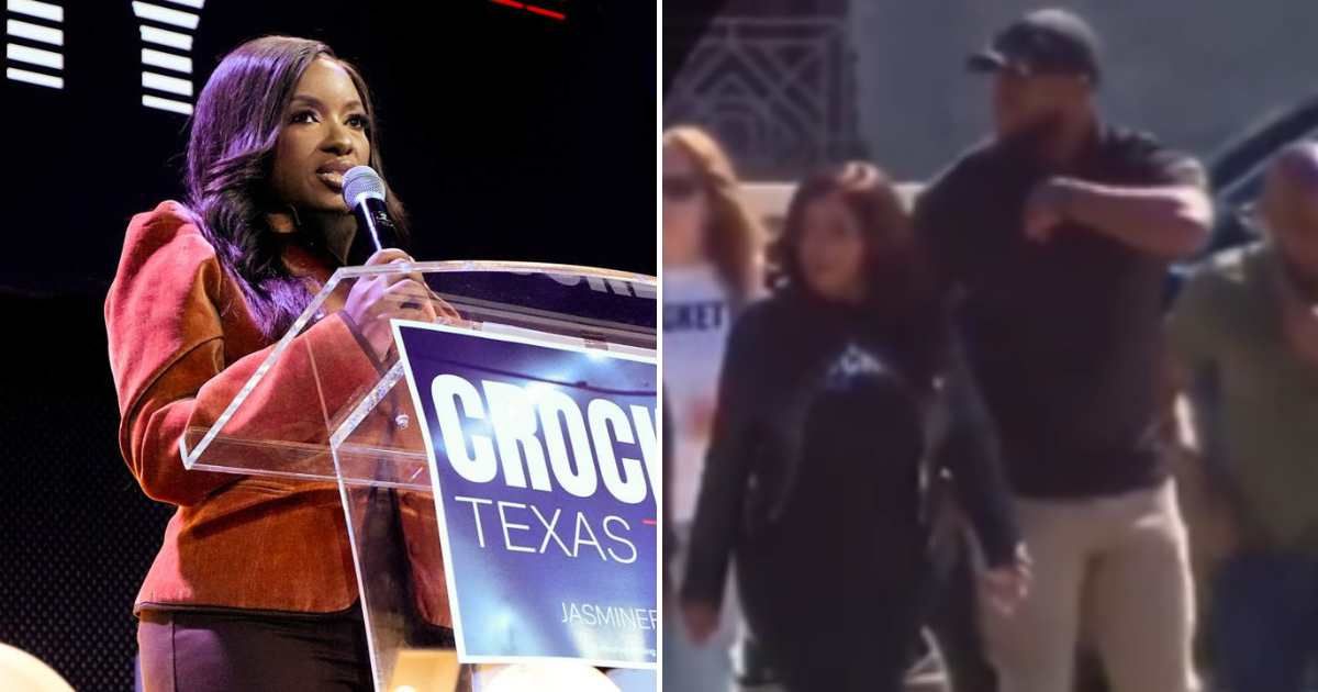 Jasmine Crockett’s security guard Mike King was reportedly using multiple public aliases. (AP Photo/Tony Gutierrez and X/ @ThePatriotOasis)