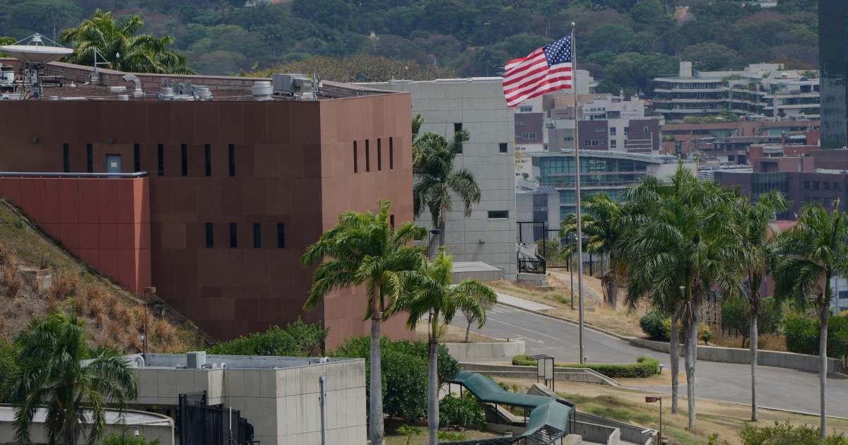 The American flag was raised at the US Embassy in Caracas for the first time since 2019 after diplomatic ties began shifting (Getty Images)