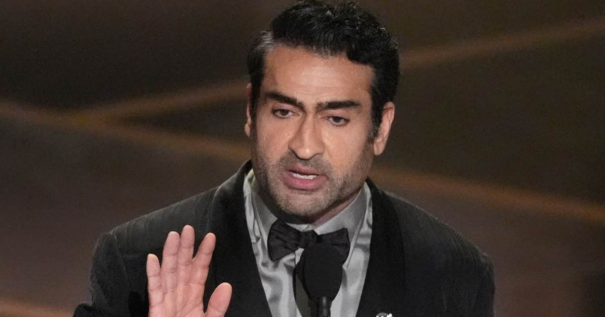 Kumail Nanjiani presents the award for best live action short film during the Oscars on Sunday, March 15, 2026, at the Dolby Theatre in Los Angeles. (AP Photo/Chris Pizzello)