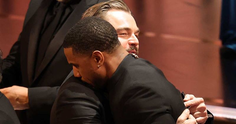 Leonardo DiCaprio pulls Michael B. Jordan into warm hug after latter wins the Oscar for Best Actor