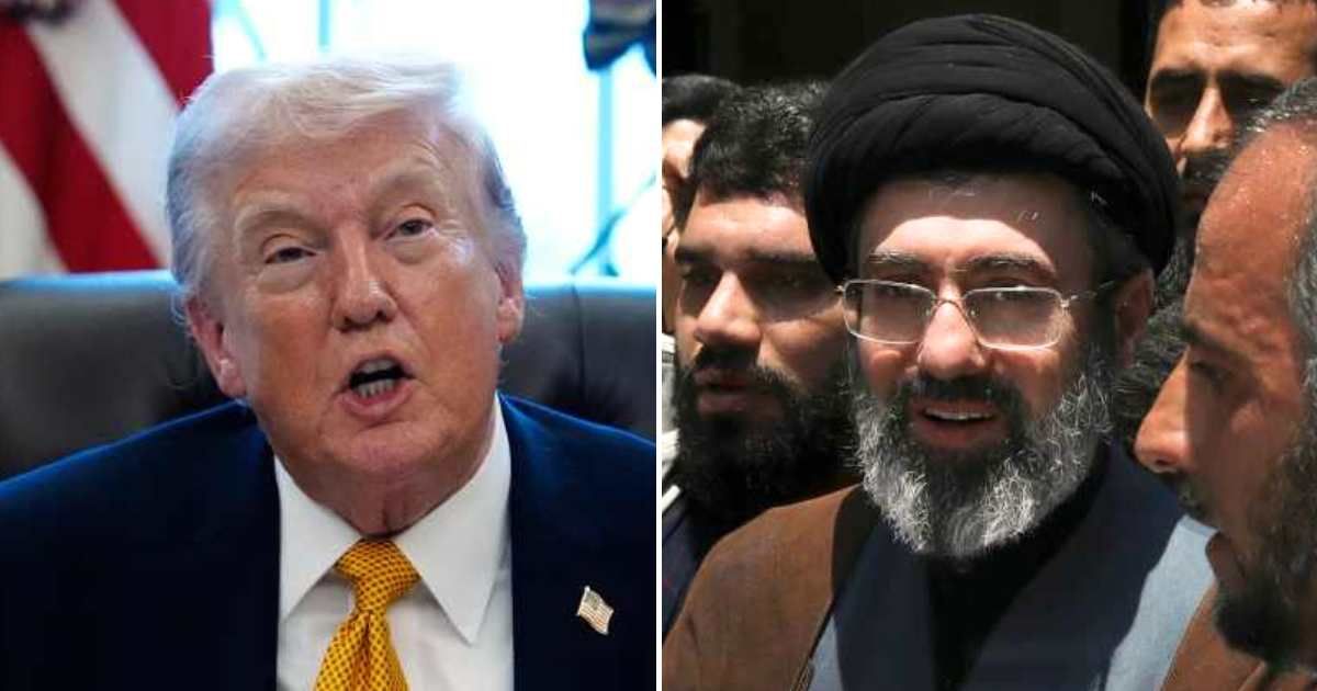 In a viral post, Trump was alleged to have said, “A lot of people are saying the new Ayatollah is gay.” (AP Photo/Julia Demaree Nikhinson, AP Photo/Vahid Salemi)