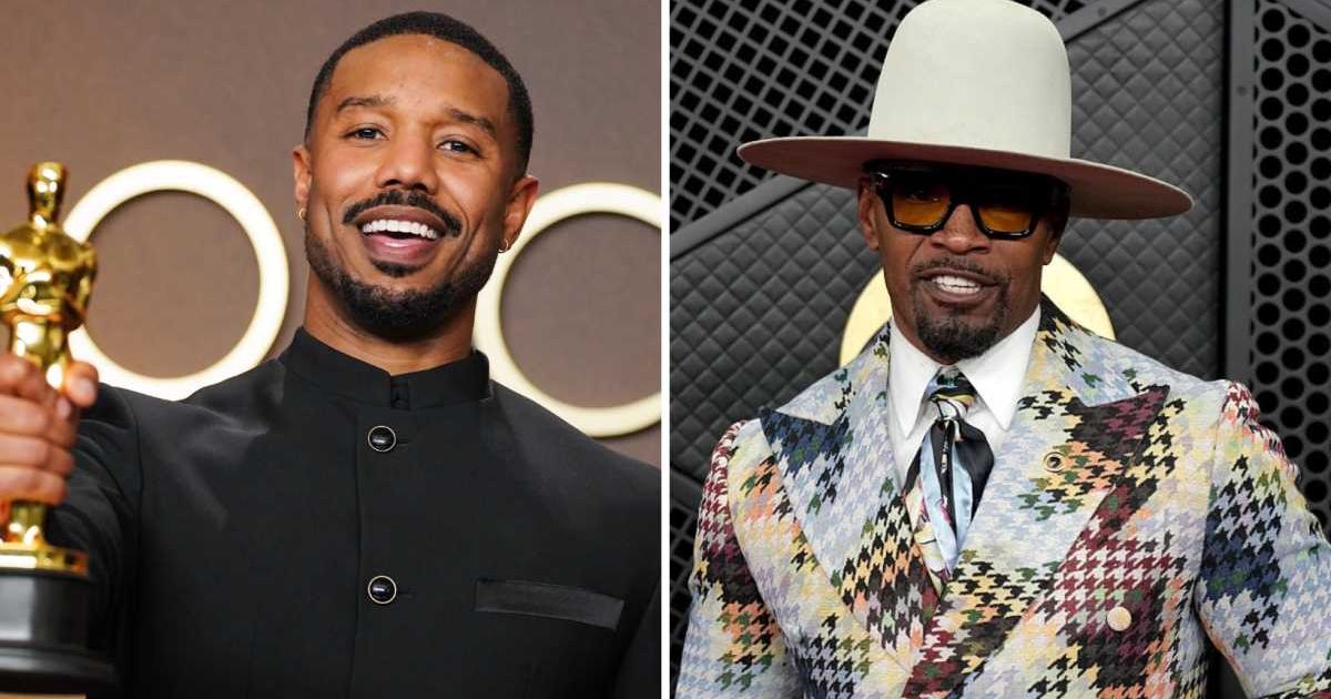 Jamie Foxx applauded Michael B Jordan’s Oscars win for 'Sinners'. (Getty Images and AP)