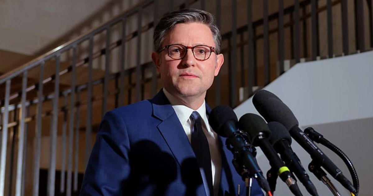 Mike Johnson said Democrats need GOP support for a DHS vote, calling the discharge petition a 'petition to defund the police' (Getty Images)