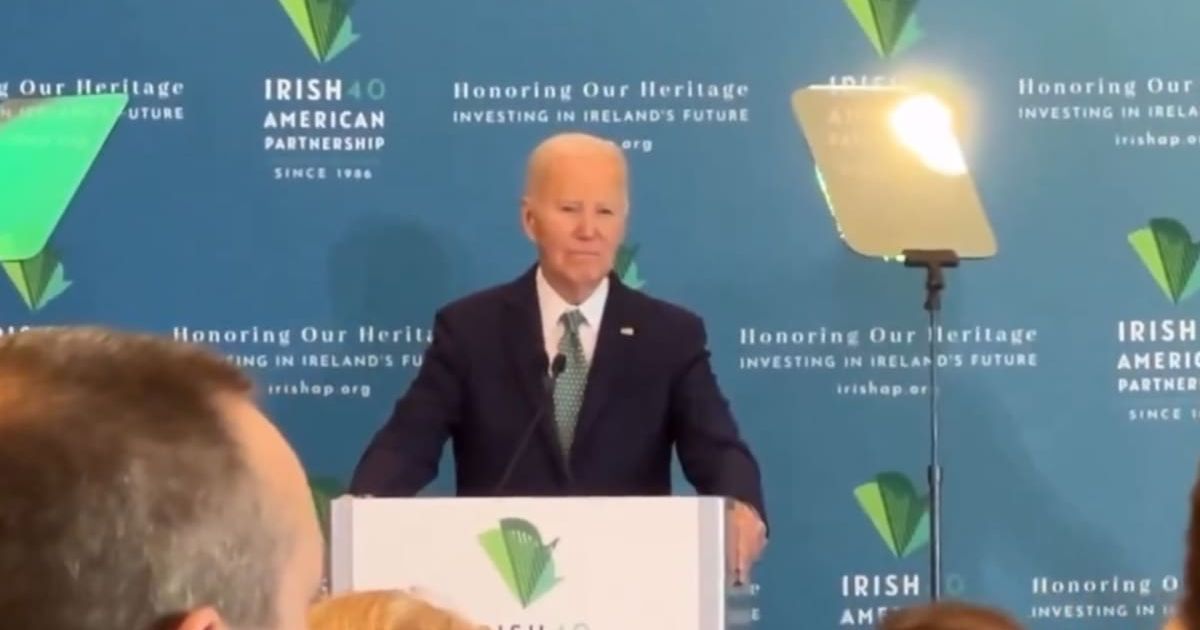Joe Biden highlighted the plight of immigrants in America during his surprise appearance at a St. Patrick's Day event  (Screengrab/X/@DemocraticWins)