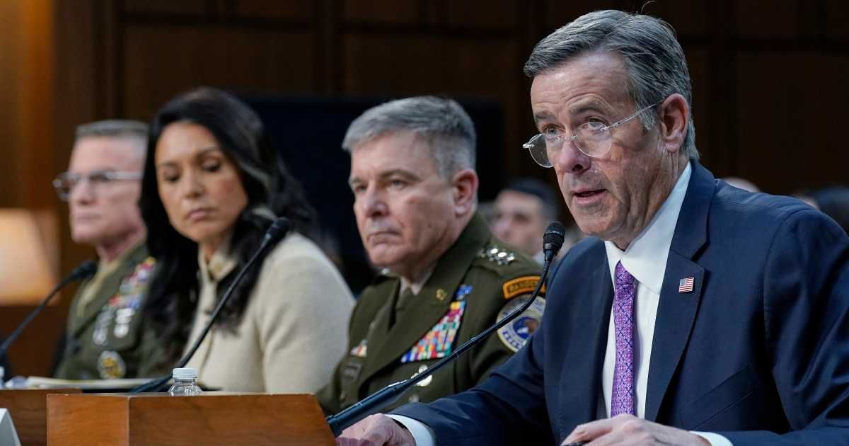 CIA Director John Ratcliffe testifies during the Senate Committee on Intelligence hearings on Capitol Hill Wednesday, March 18, 2026, in Washington (AP Photo/Jose Luis Magana)