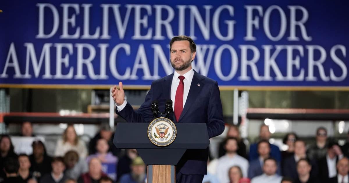 In Michigan, Vice President Vance said the president’s strategy centers on targeted strikes to stop nuclear weapons, not launching another decades-long war (AP Photo/Paul Sancya)