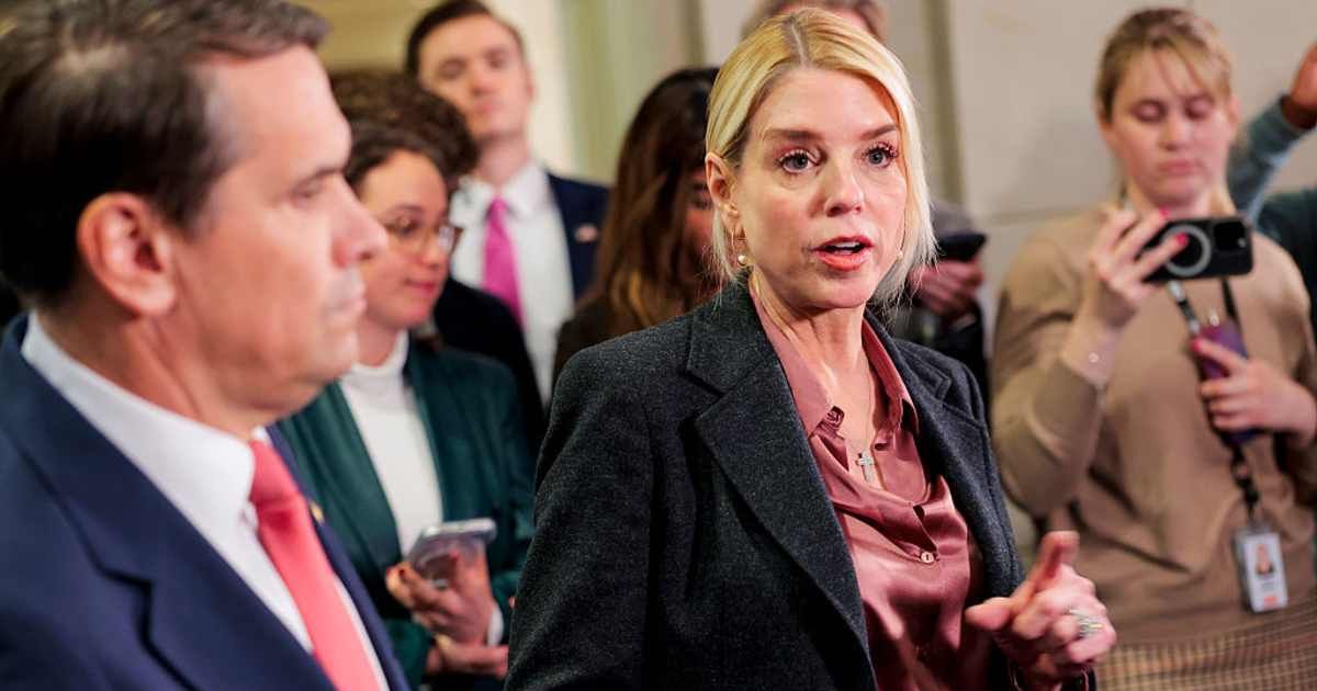 Attorney General Pam Bondi defended DOJ’s Epstein files release as Democrats walked out of a tense House Oversight Committee briefing (Getty Images)