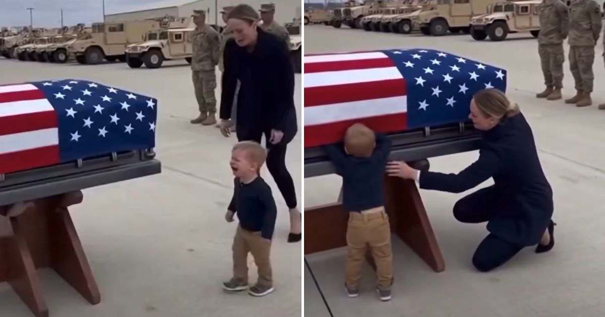 A viral video claims to show a child grieving a fallen US service member (Critter PD/Facebook)