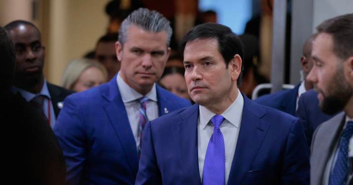 US Secretary of War Pete Hegseth and Secretary of State Marco Rubio move in between closed door briefings with members of Congress about the US the capture of Venezuela’s Nicolas Maduro (Getty Images)
