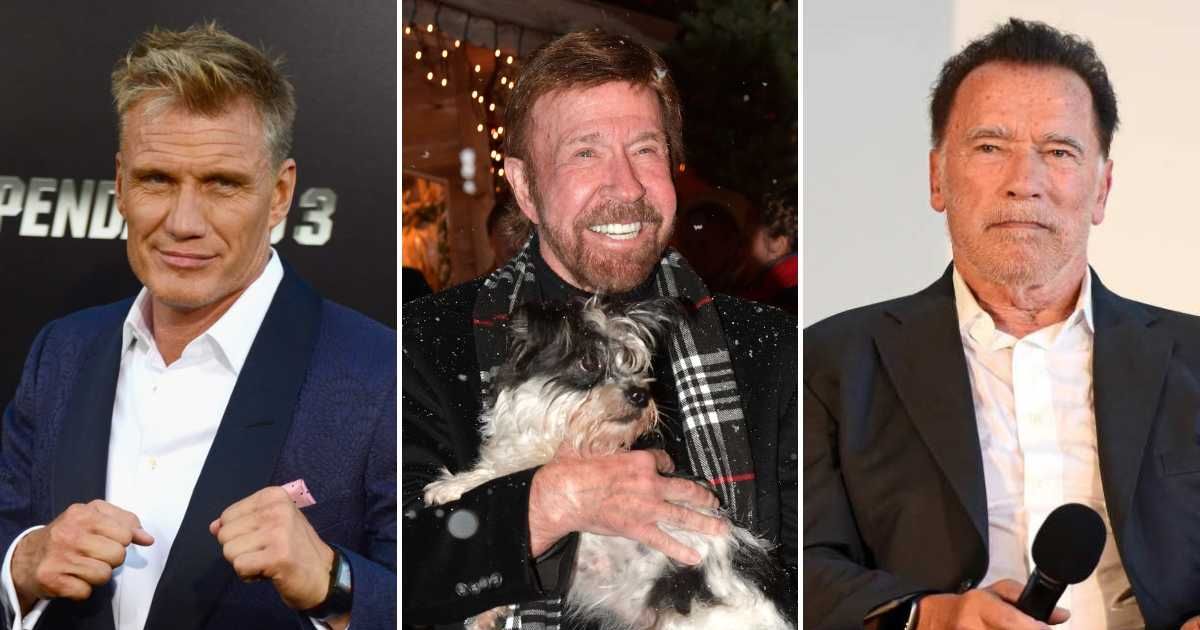 Dolph Lundgren and Arnold Schwarzenegger were among the celebrities who paid tribute to Chuck Norris after his sudden death on Thursday, March 19 (Getty Images)