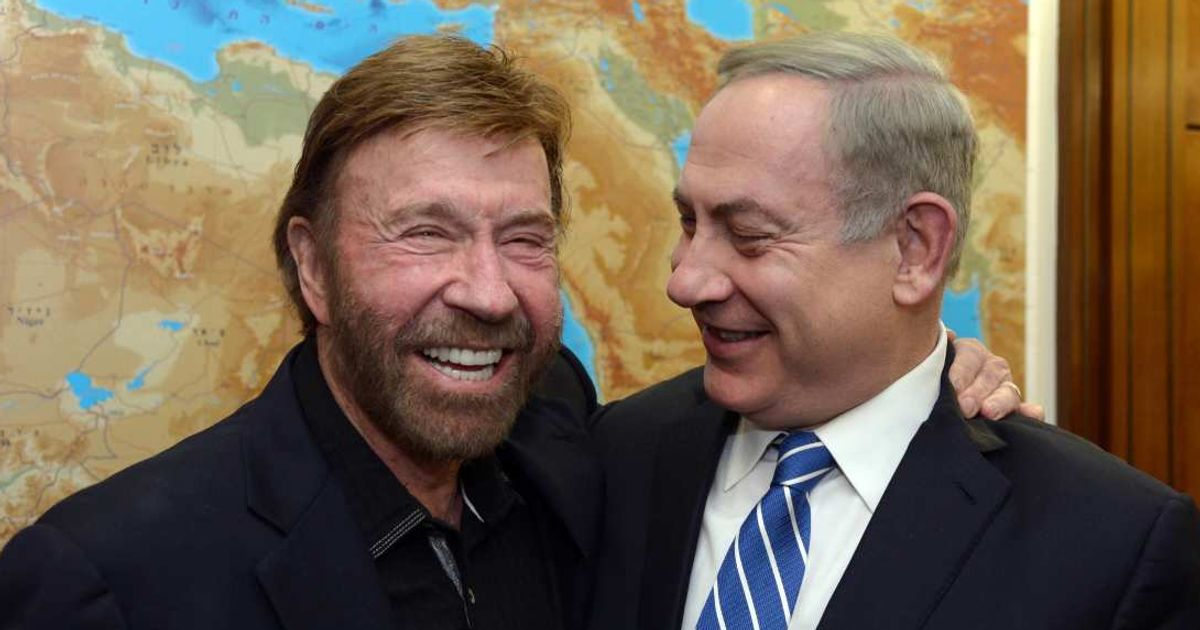 Benjamin Netanyahu was seen warmly greeting Chuck Norris during a meeting in Jerusalem, reflecting their long-standing friendship (Getty Images)