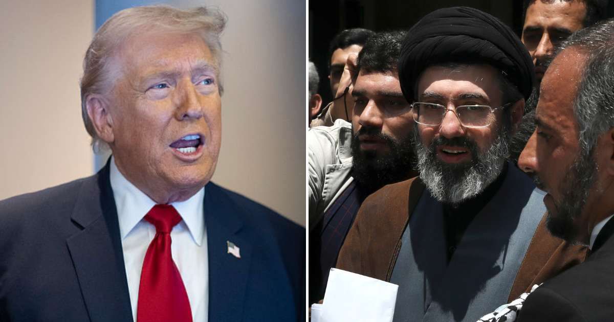 Online rumor suggests that Mojtaba Khamenei has announced that Iranian soldiers are heading to the Strait of Hormuz amid threats from Donald Trump (Getty Images, AP Photos)