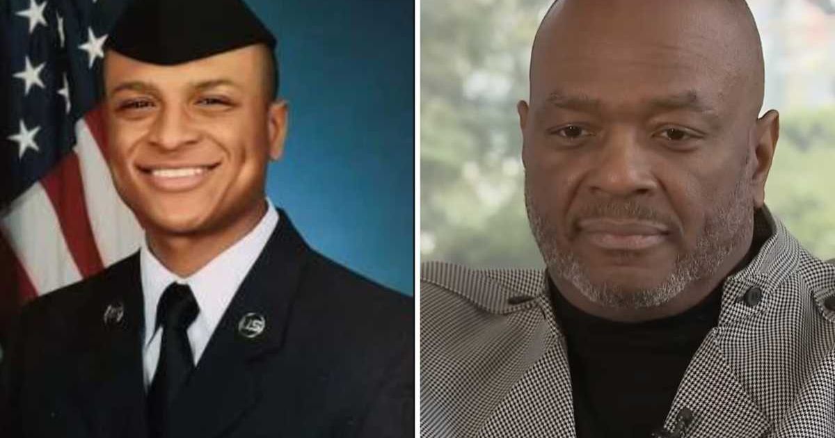 Tyler H Simmons's father recalled Trump’s emotional tribute to the airman who lost his life in the Iran war ( US Air Force and YouTube / ABC 6)